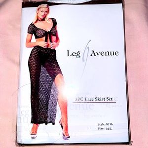 Leg Avenue three-piece lace skirt set,